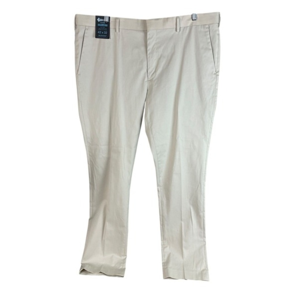 NEW Murano Mens Evan Extra Slim Fit Khaki Chino Pants 42x32 Stone Beige‎ Stretch